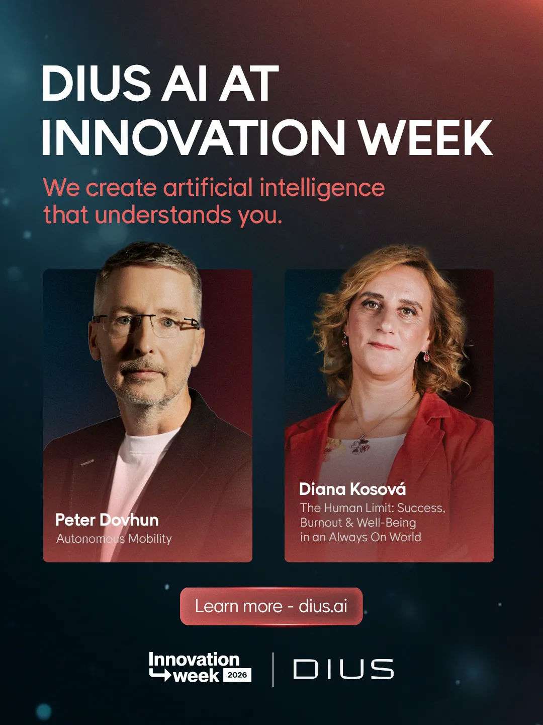 DIUS AI na Innovation Week 2026 – Peter Dovhun a Diana Kosová